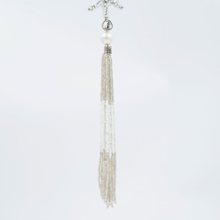 Handcrafted White Sparkle Tassel Snowflake Ornament