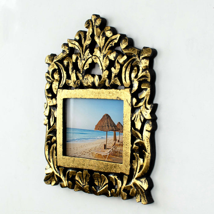 Carved Photo Frame - Black Gold