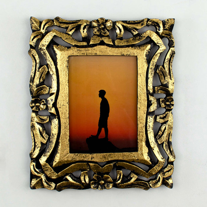 Handcarved French Photo Frame- Distressed Gold