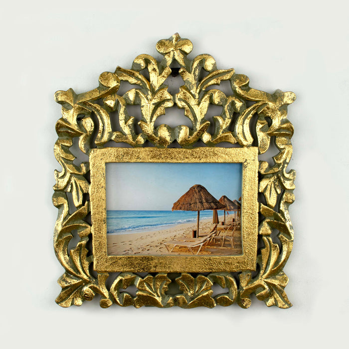 Carved Photo Frame - Green Gold