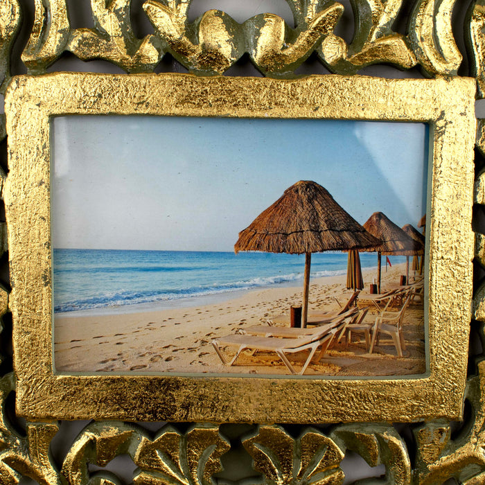 Carved Photo Frame - Green Gold