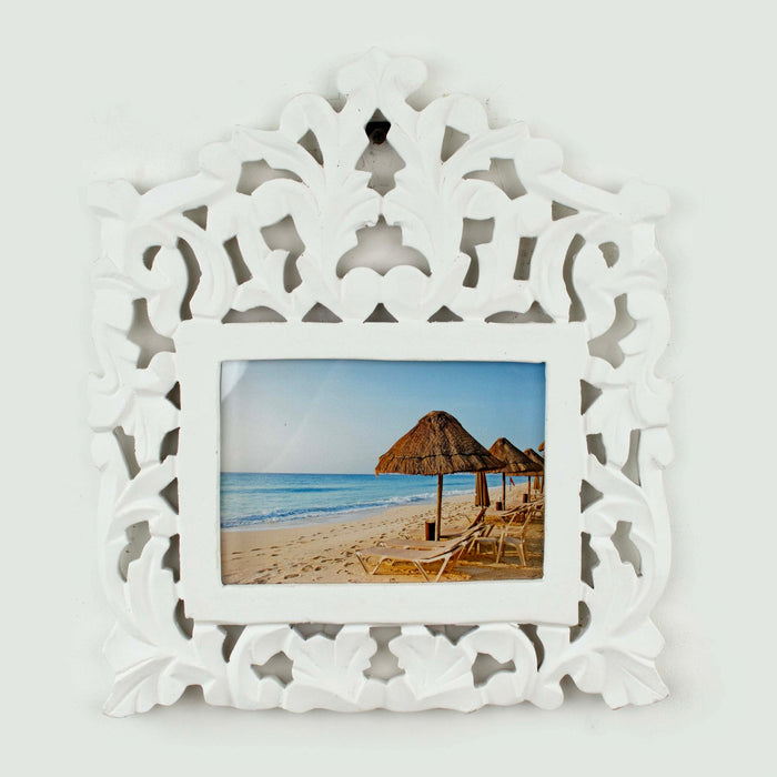 Carved Photo Frame - White