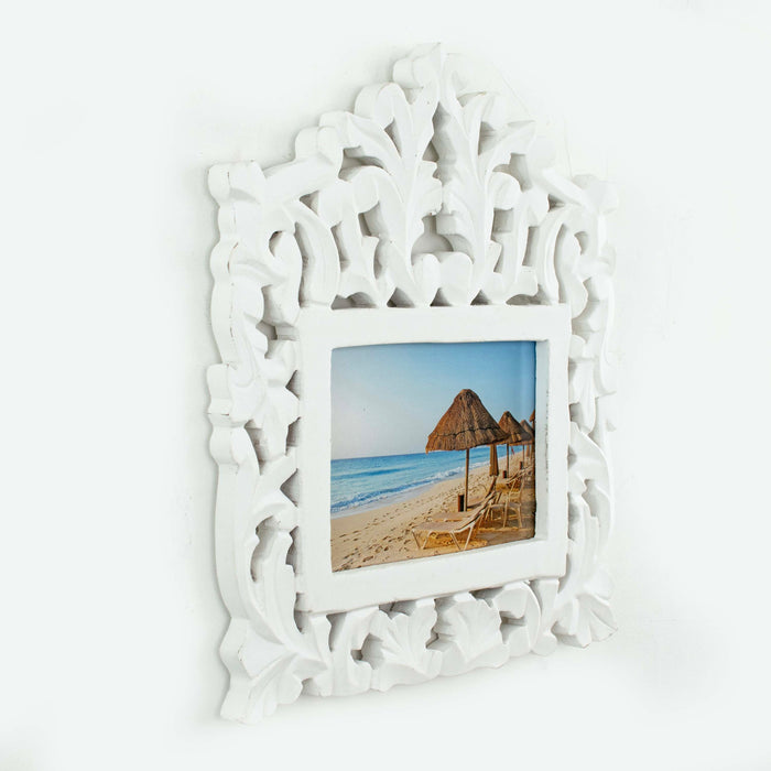 Carved Photo Frame - White