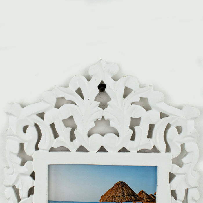 Carved Photo Frame - White