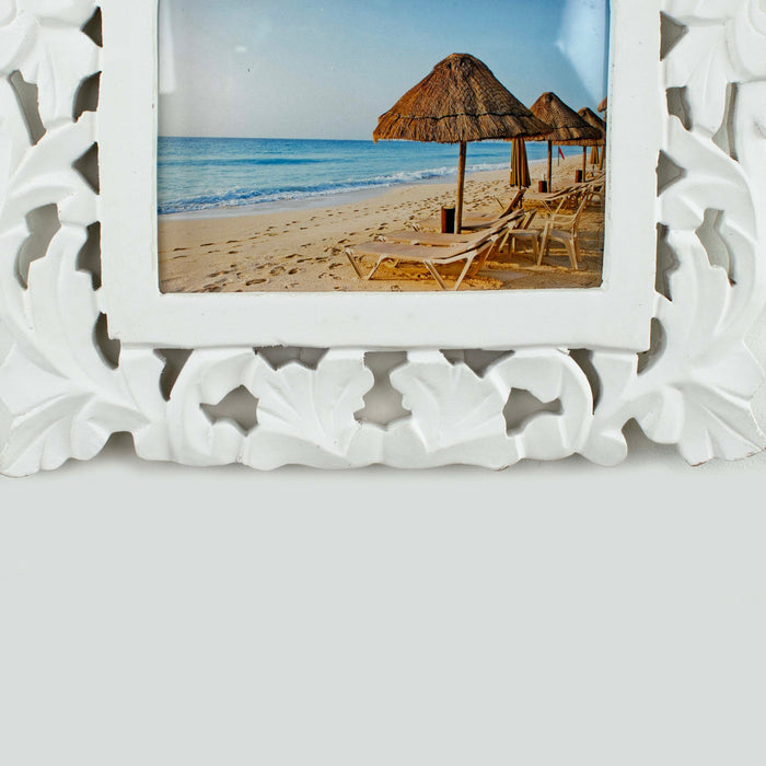 Carved Photo Frame - White