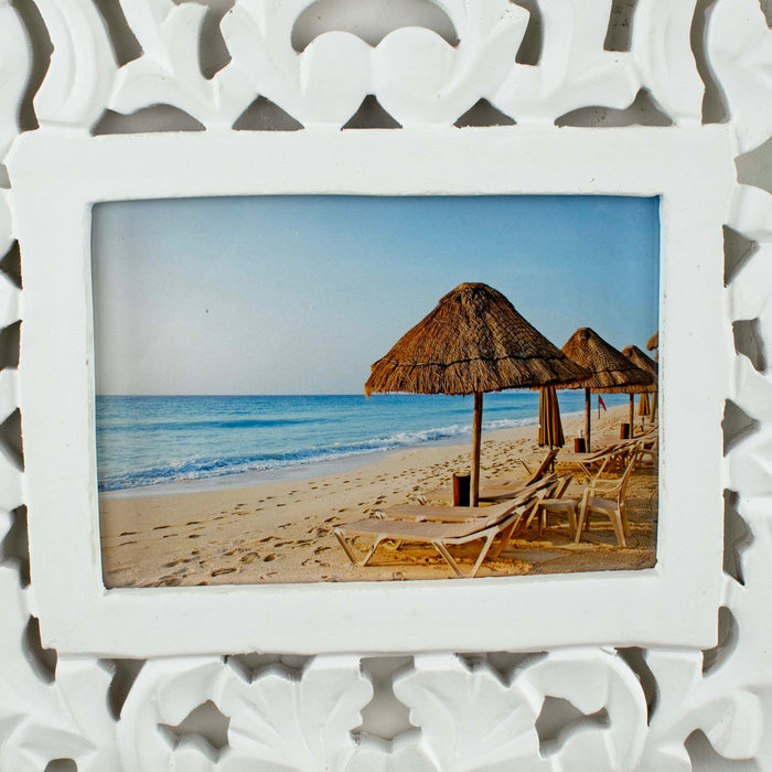 Carved Photo Frame - White