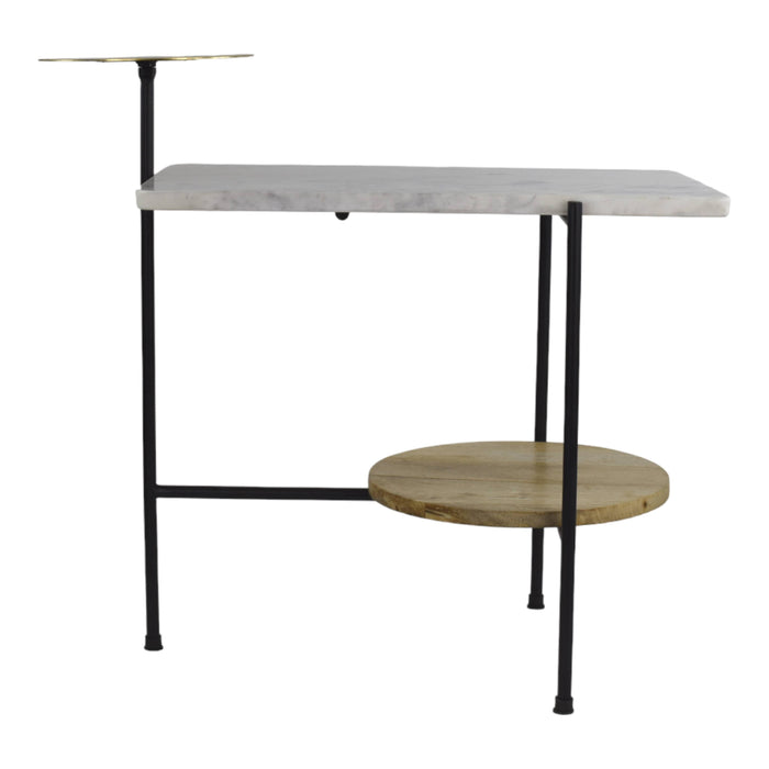 Two Tier Tray Metal and Marble Side Table