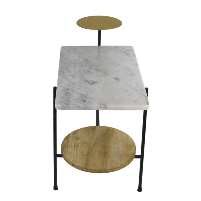 Two Tier Tray Metal and Marble Side Table