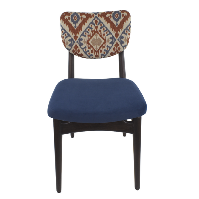Ikat Blue Tufted Dining Chair