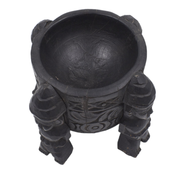 Tiki Men Black Carved Pot