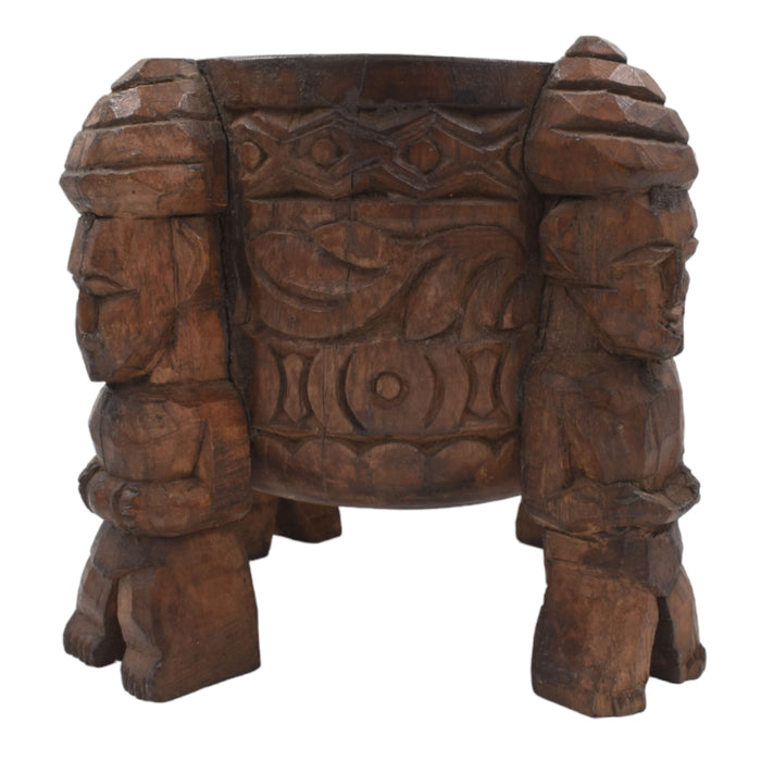 Tiki Men Natural Carved Pot