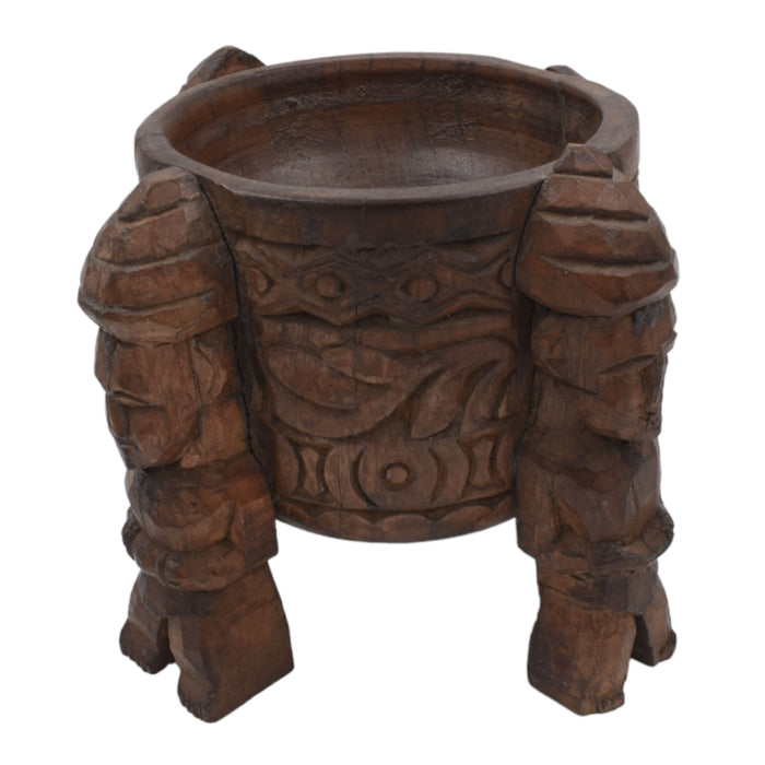 Tiki Men Natural Carved Pot
