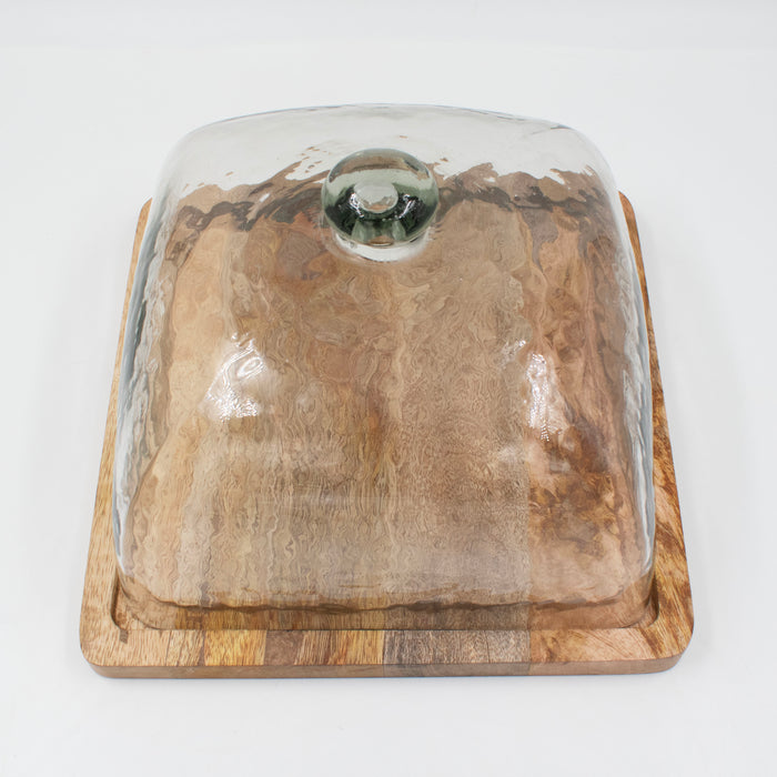Cloche with Wooden Base - Square