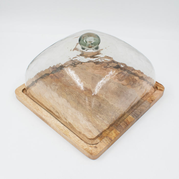Cloche with Wooden Base - Square