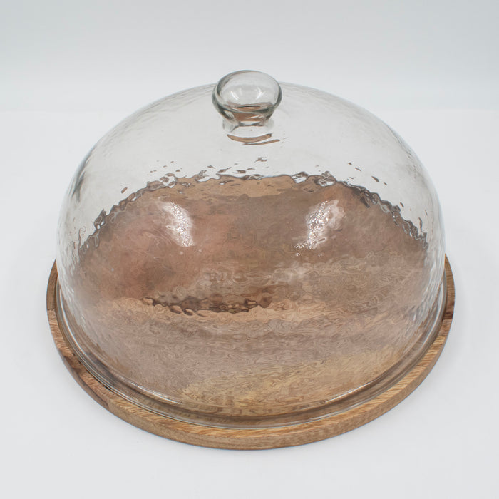 Cloche with Wooden Base - Round