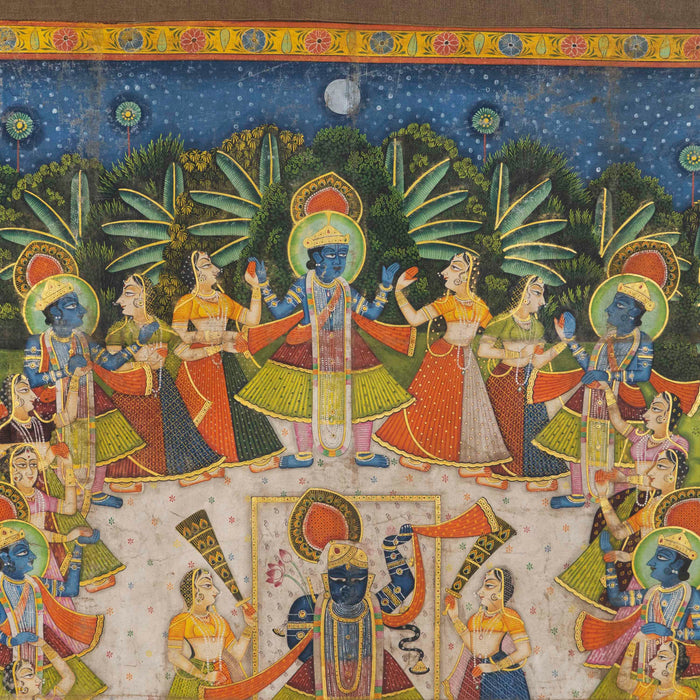 Shreenathji  raas leela Pichwai painting With Frame