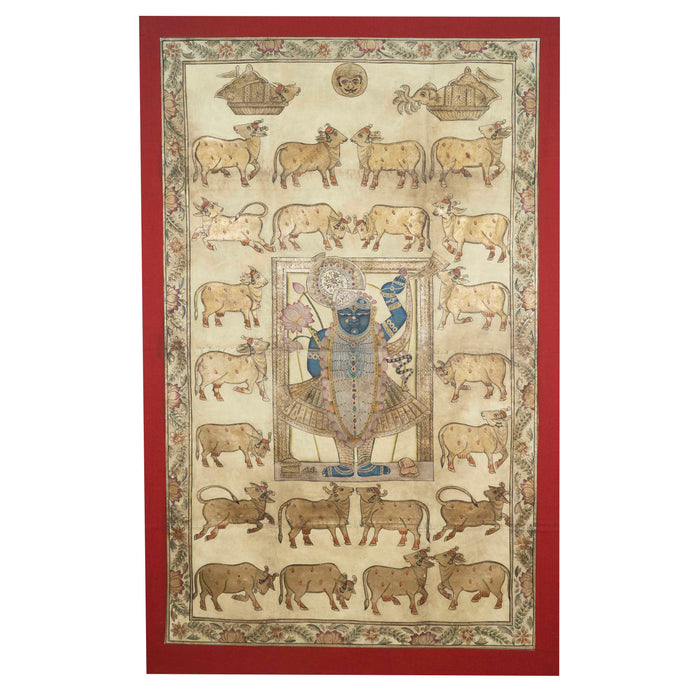 Gopashtami Rajbhog Swaroop pichwai painting with Frame