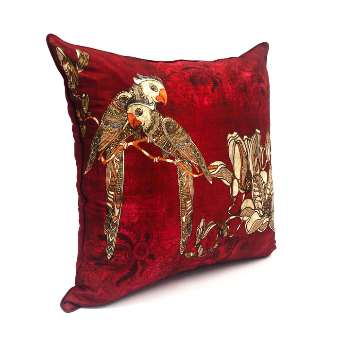 Maroon Cushion Cover Parrot -Aria parrot left