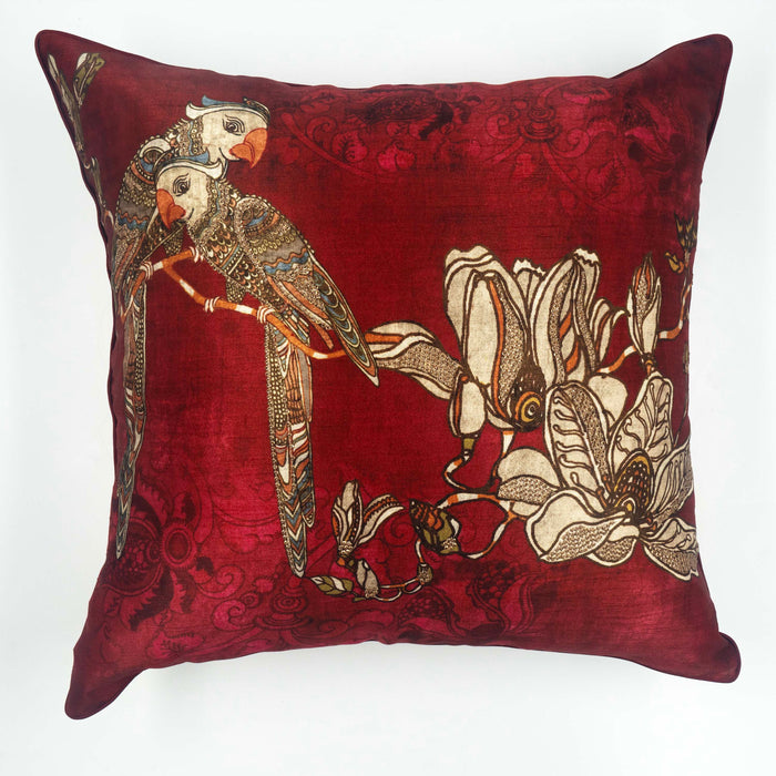 Maroon Cushion Cover Parrot -Aria parrot left