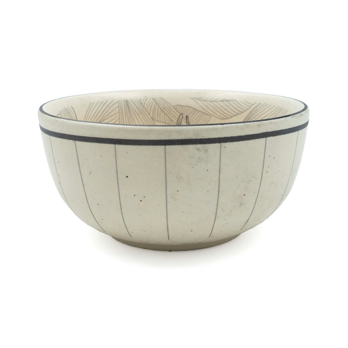 Kadali Grey Stripes Soup Bowl Stoneware Off White