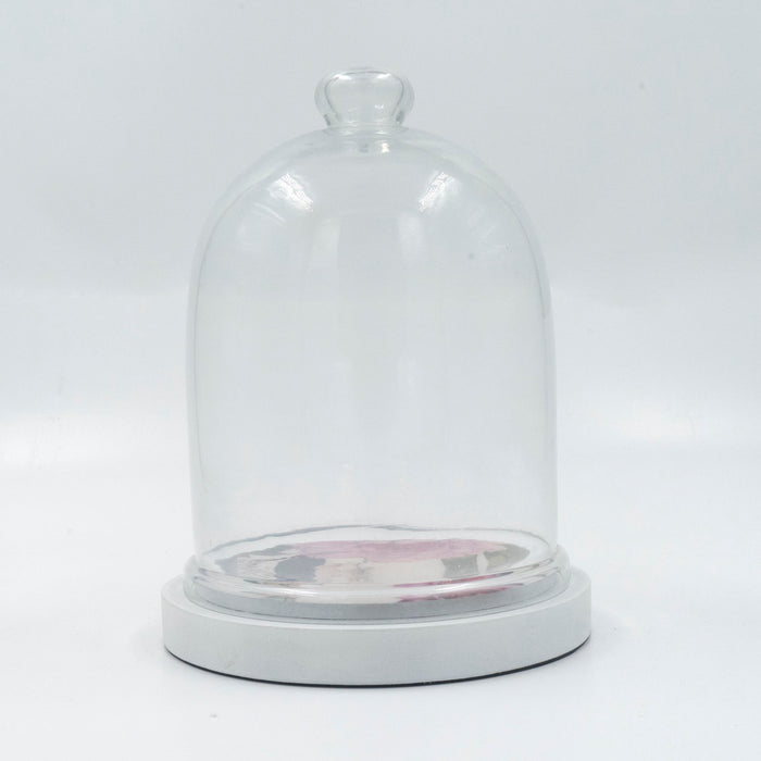 Tudor Blooms Mini Glass Cloche with Wood Base