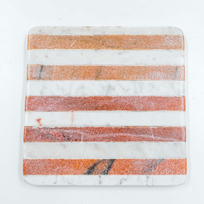 Trivet Marble Pink and White Stripe Square (Set of 2)