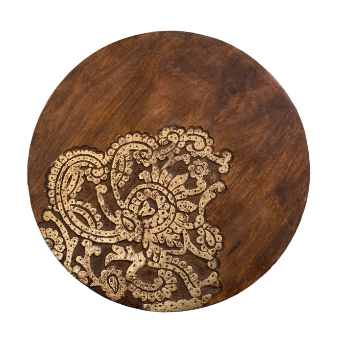 Handcarved Nesting Table Mandala Print Set of 2