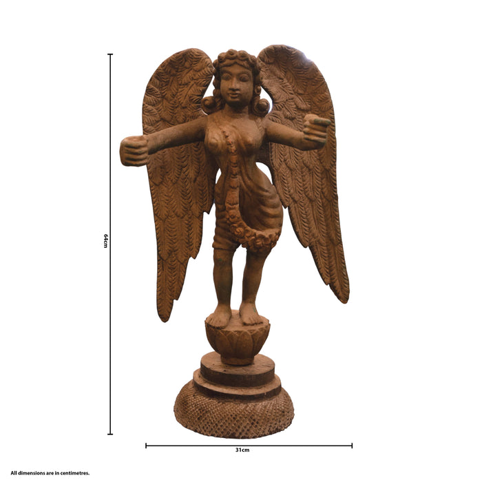 Wooden temple Angel with base