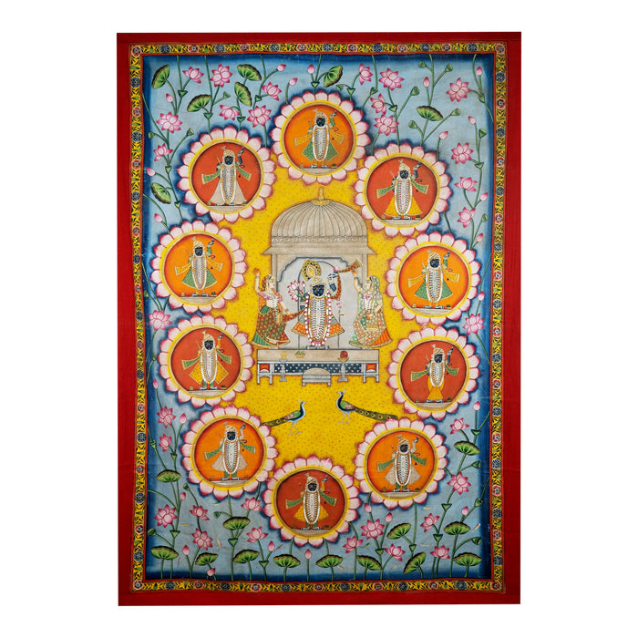 Raj Bhog Jai Vihar with Shri Nath Ji Other Swaroop Pichwai Painting