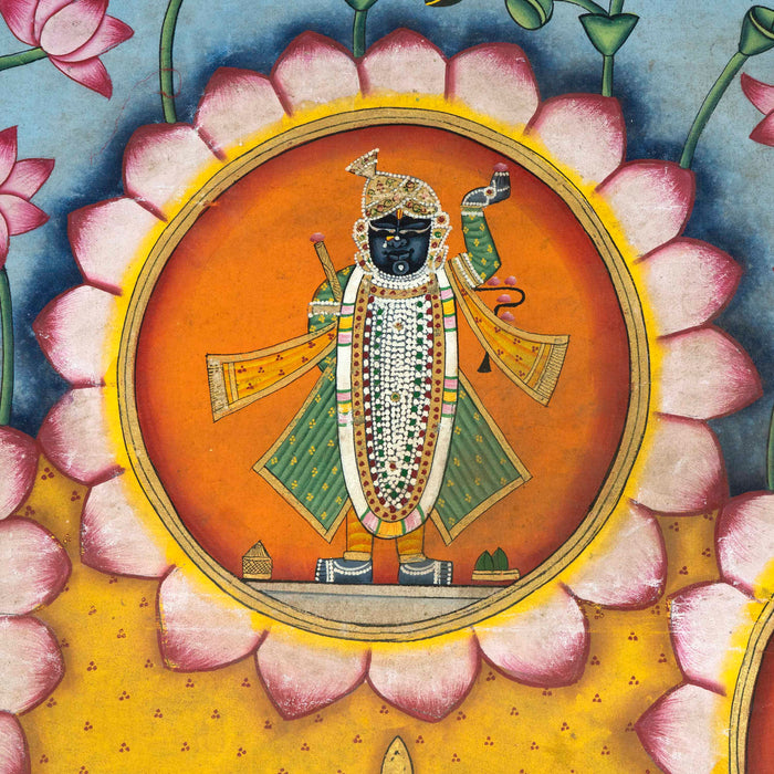 Raj Bhog Jai Vihar with Shri Nath Ji Other Swaroop Pichwai Painting