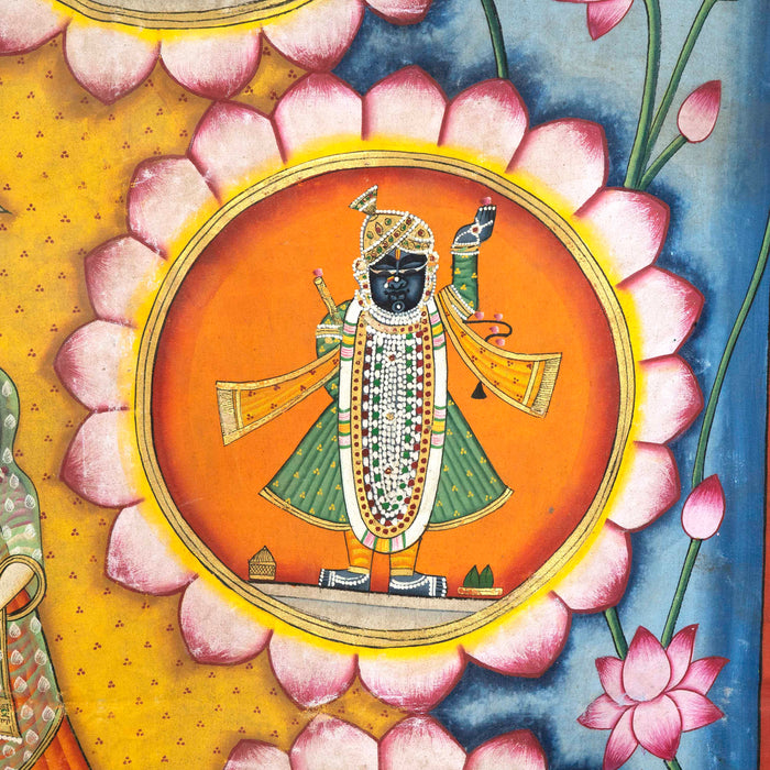 Raj Bhog Jai Vihar with Shri Nath Ji Other Swaroop Pichwai Painting