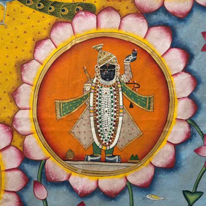 Raj Bhog Jai Vihar with Shri Nath Ji Other Swaroop Pichwai Painting