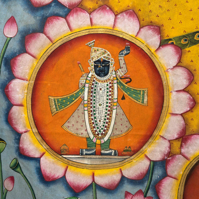 Raj Bhog Jai Vihar with Shri Nath Ji Other Swaroop Pichwai Painting