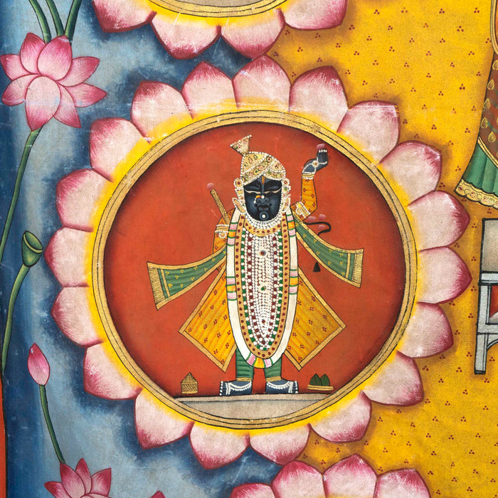 Raj Bhog Jai Vihar with Shri Nath Ji Other Swaroop Pichwai Painting