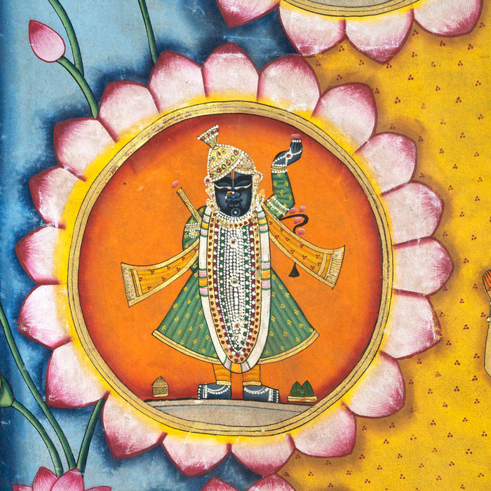 Raj Bhog Jai Vihar with Shri Nath Ji Other Swaroop Pichwai Painting