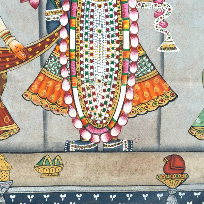 Raj Bhog Jai Vihar with Shri Nath Ji Other Swaroop Pichwai Painting