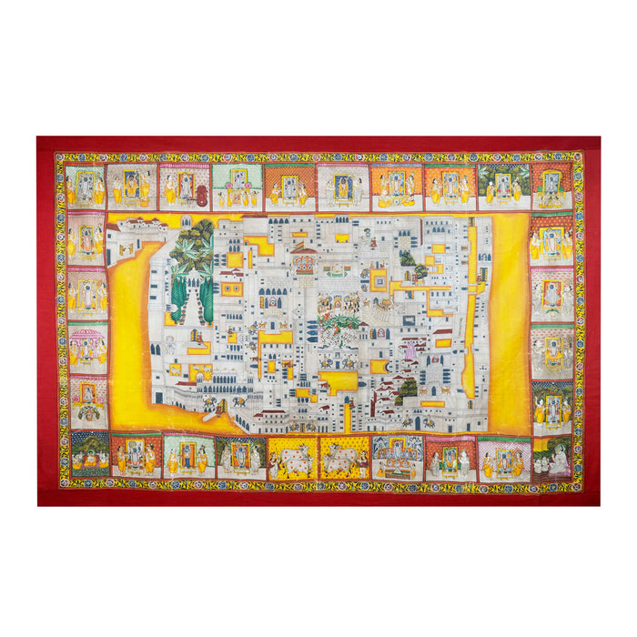 Shri Nath Ji Temple Map Pichwai Painting with Frame