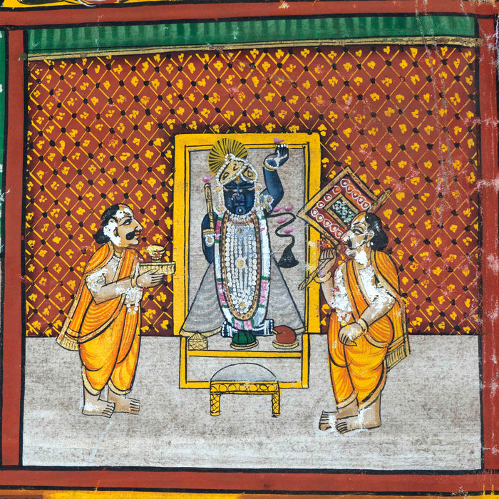 Shri Nath Ji Temple Map Pichwai Painting with Frame