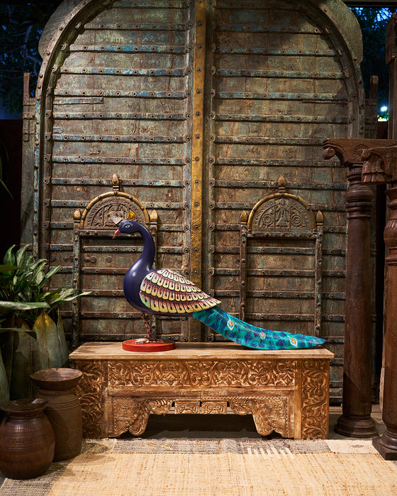 Peacock Mango Wood Statue