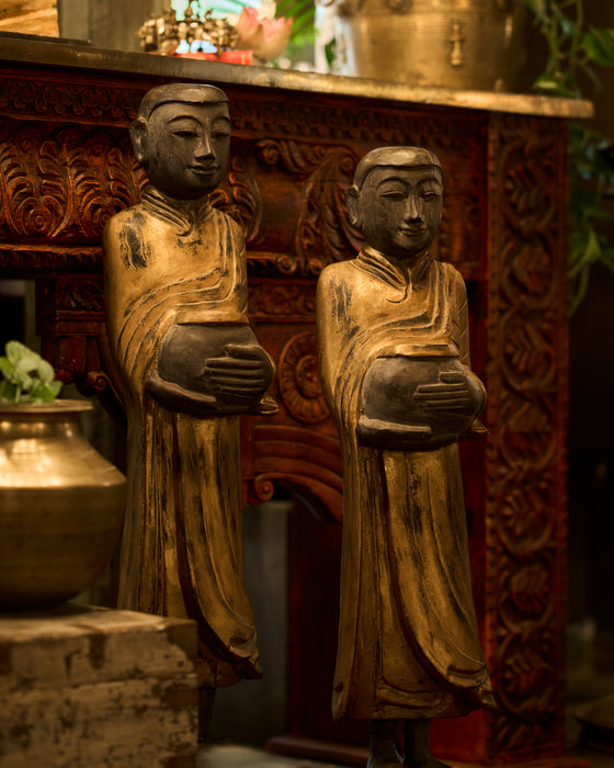 Wooden Monk Statue - Assorted
