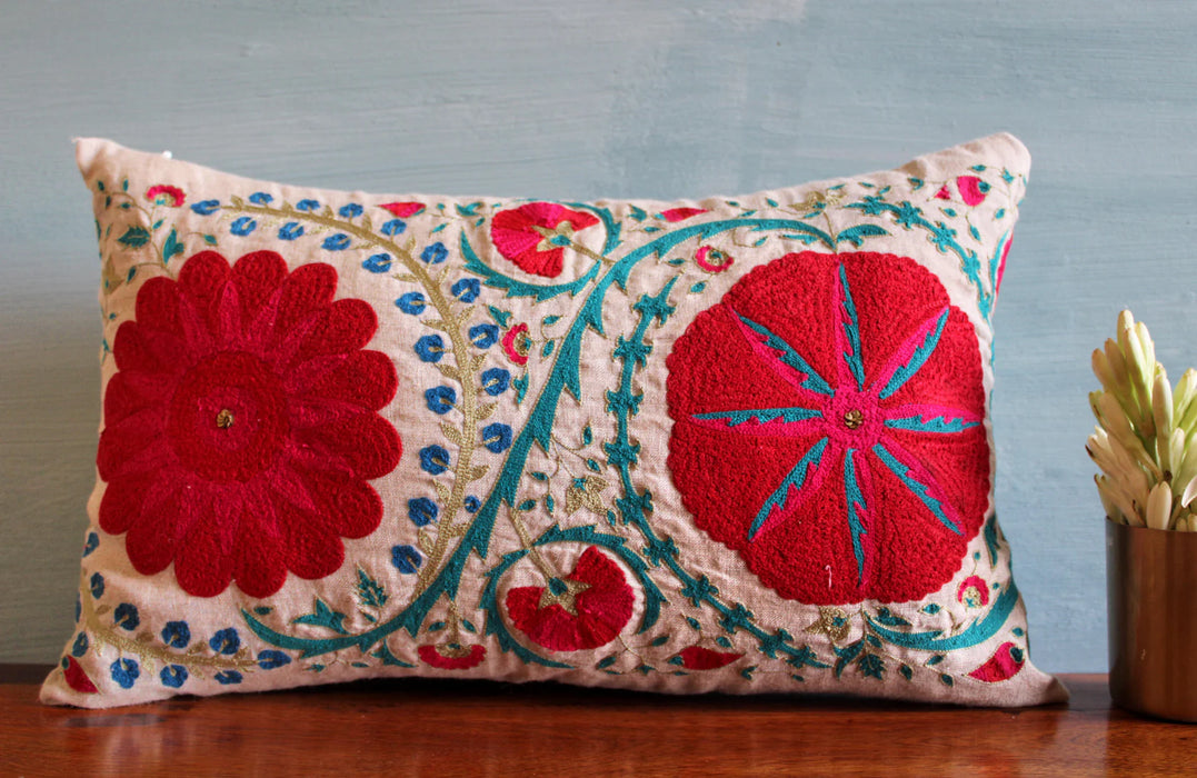 Fergana Suzani Linen Cushion Cover