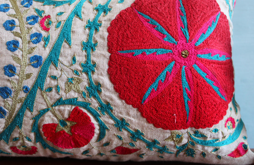 Fergana Suzani Linen Cushion Cover