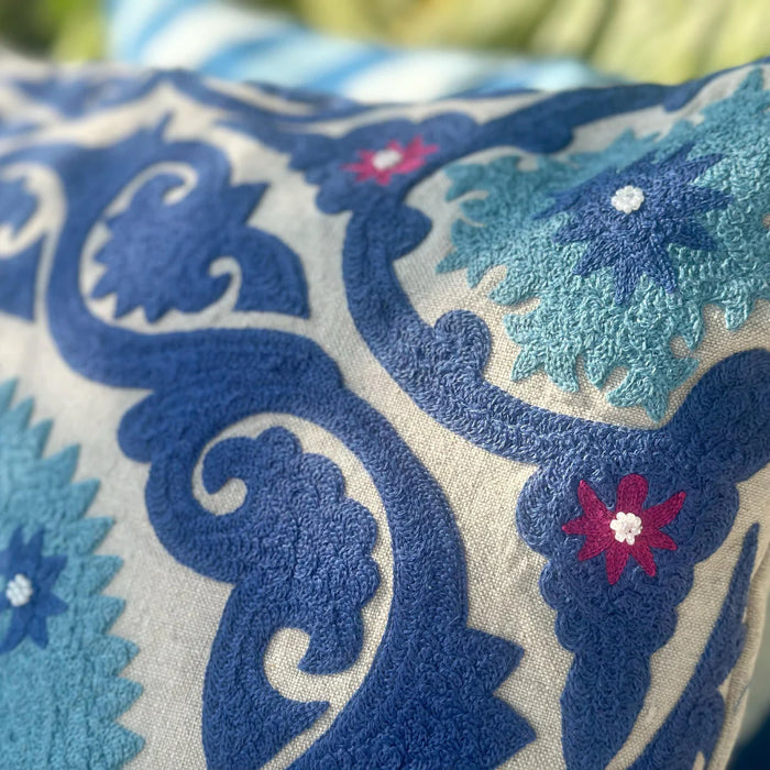 Blue Ocean Suzani Cushion Cover