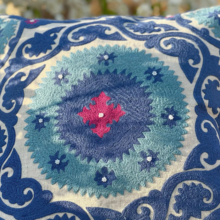 Blue Ocean Suzani Cushion Cover