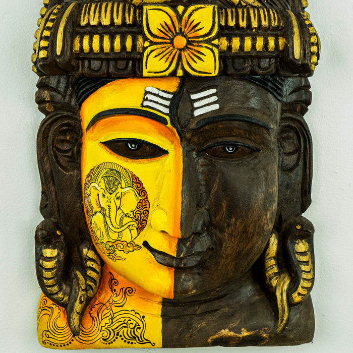 Vishnu Mask_Ganesha Black Line Yellow Wall mounted