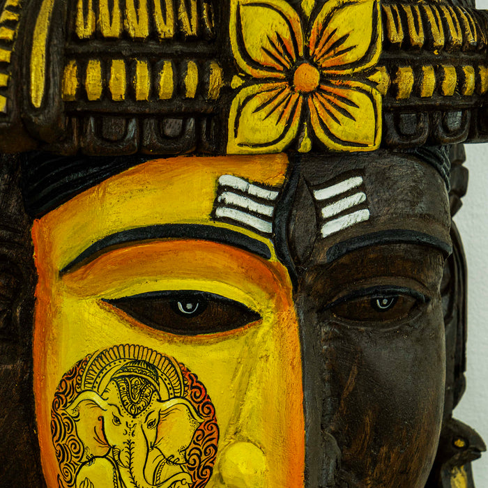 Vishnu Mask_Ganesha Black Line Yellow Wall mounted