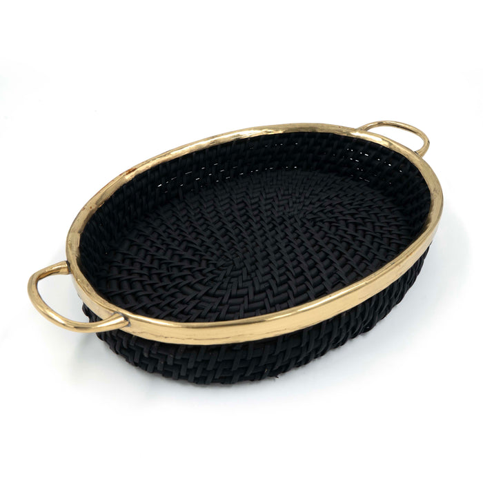 Taysa Rattan Tray Black