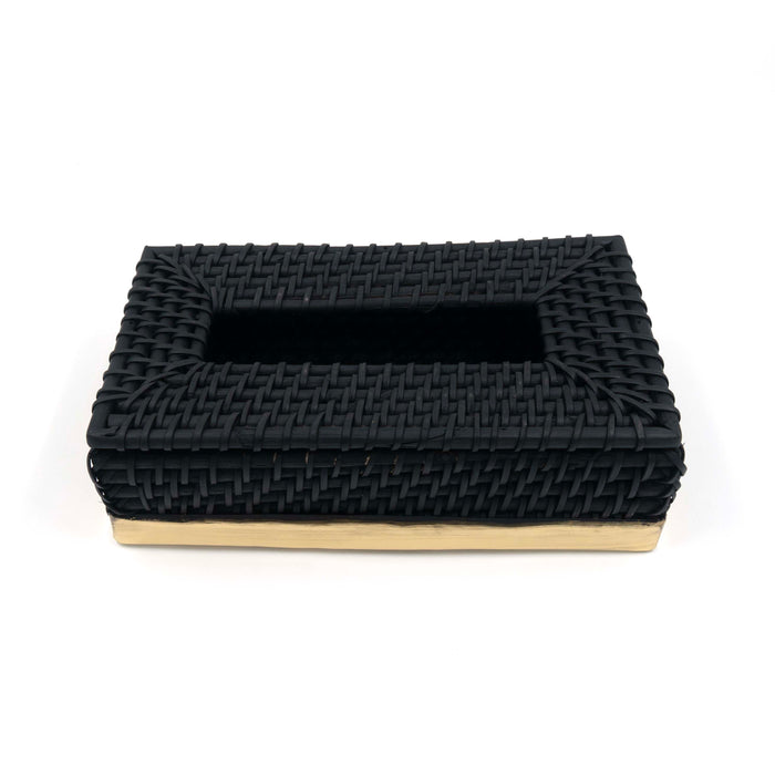 Taysa Rattan Tissue Box Black