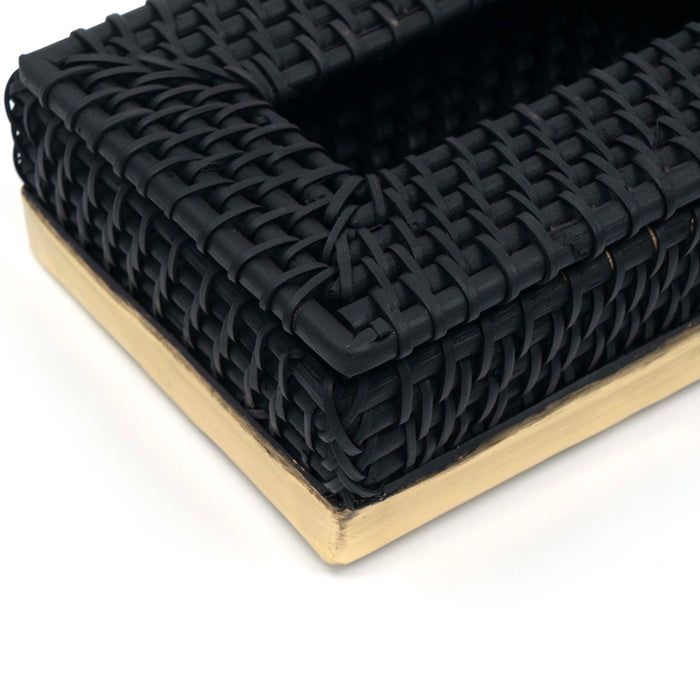 Taysa Rattan Tissue Box Black