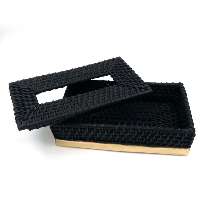 Taysa Rattan Tissue Box Black